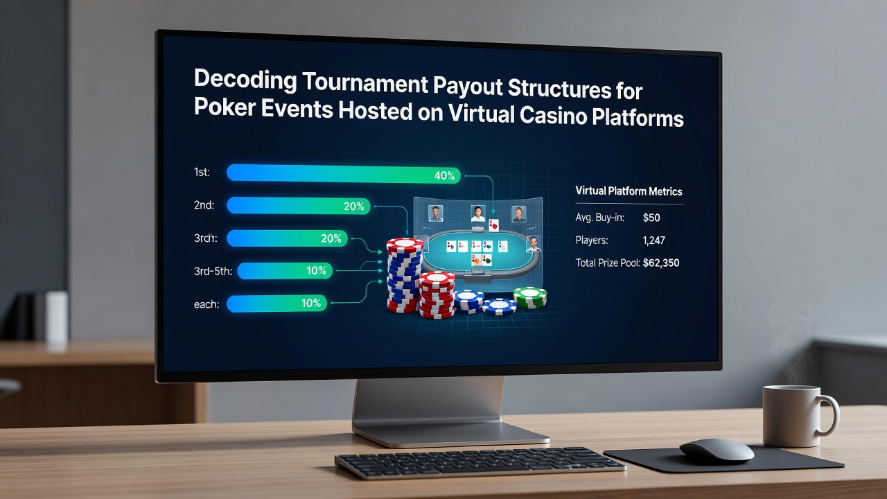 Detailed breakdown of progressive payout tiers with player counts and prize percentages shown on a digital tournament lobby screen